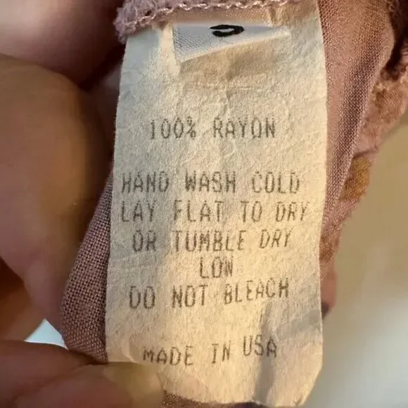 Jen's Pirate Booty Bell Sleeve Deep V Wrap Style Patterned Top Pink Size S EUC - Picture 8 of 9